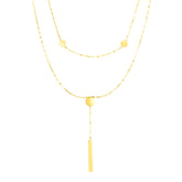 14K Gold Polished Discs And Mirror Chain Multi-Strand Necklace